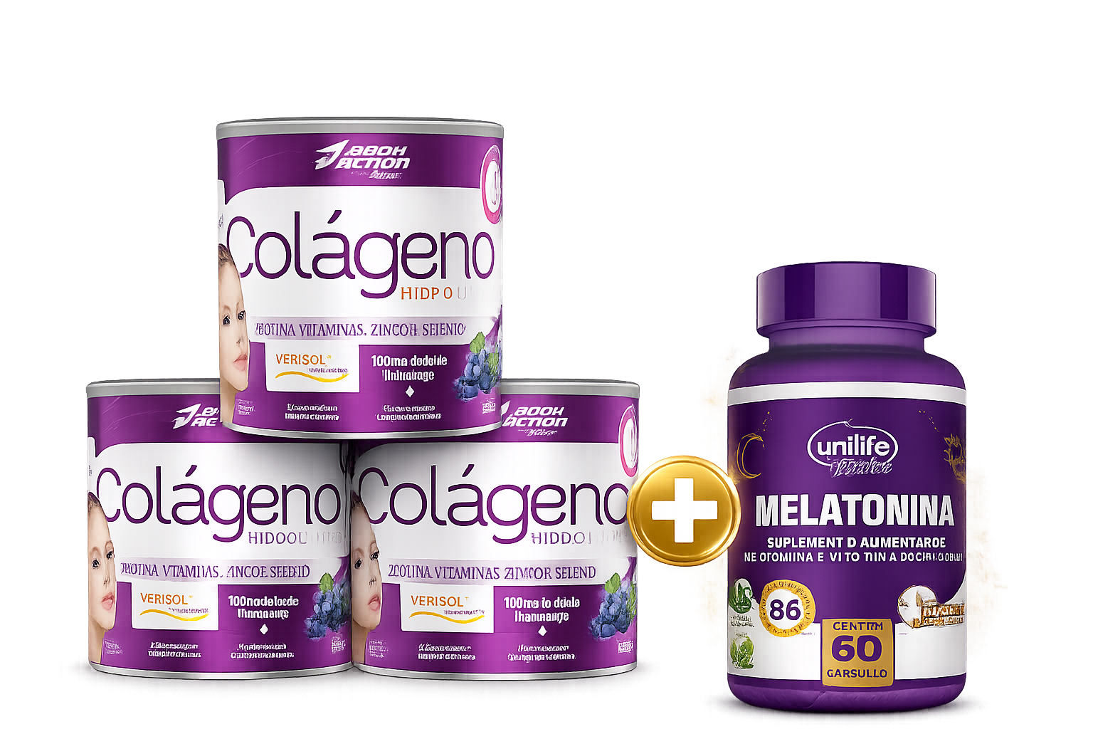 Kit 3 Colágenos Verisol® + Melatonina Unilife 120 Unidades